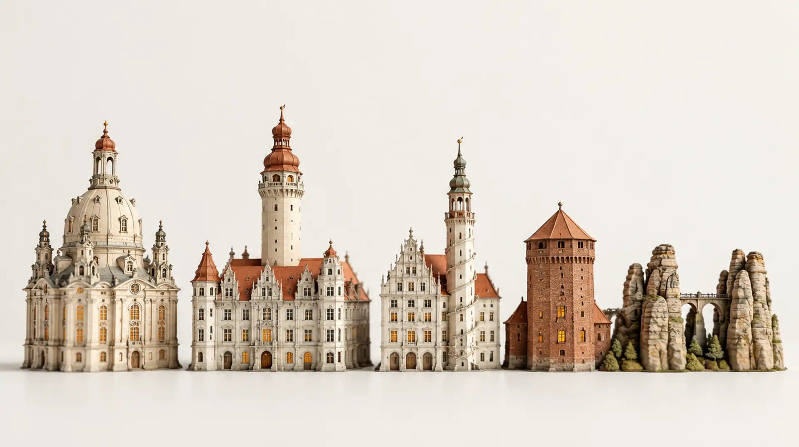 Modell mit Wahrzeichen von Sachsen